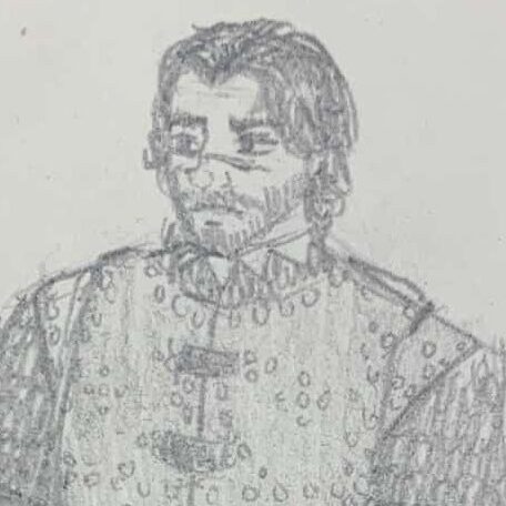 dessin d'un soldat humain en habit médiéval et tien une épée